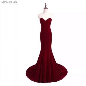 Burgundy Mermaid Evening Gown